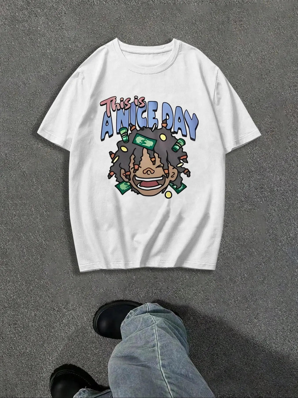 Men's Regular Fit Cartoon Graphic Print Round Neck Tee, Casual Short Sleeve T-shirt for Summer, Men's Top for Daily Wear,...