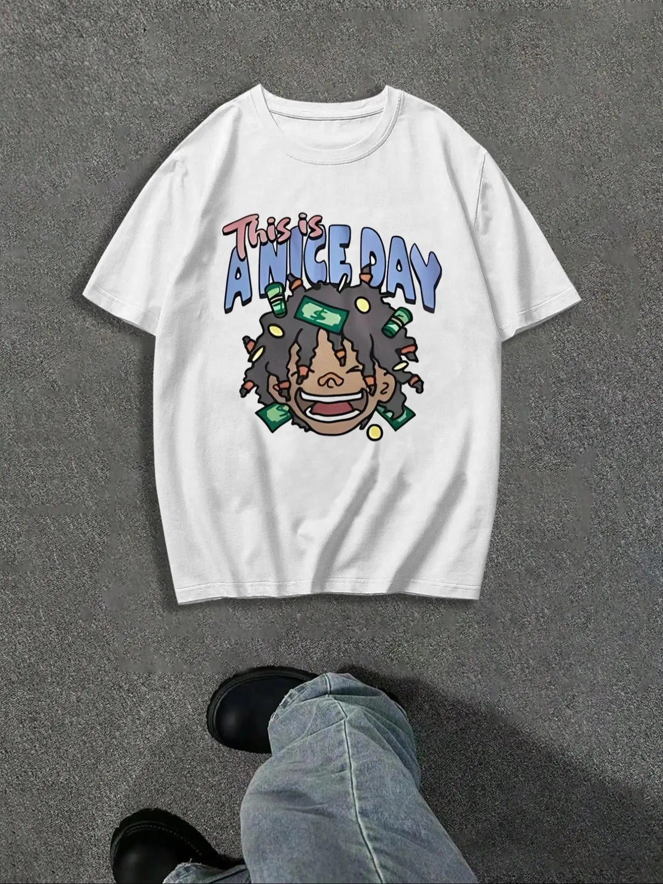 Men's Regular Fit Cartoon Graphic Print Round Neck Tee, Casual Short Sleeve T-shirt for Summer, Men's Top for Daily Wear,...