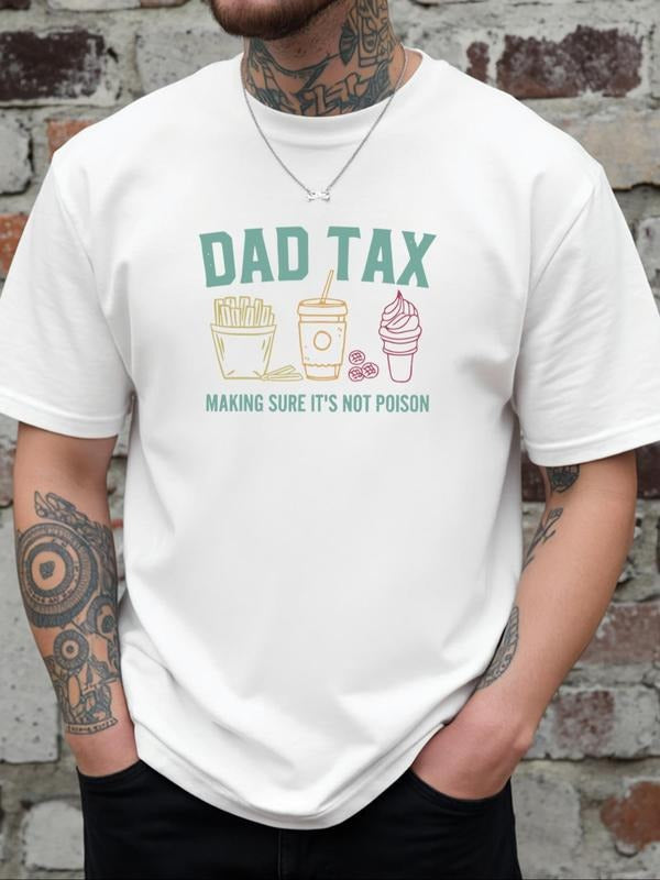 Men's Regular Fit Dad Tax Letter Print Round Neck Tee, Casual Short Sleeve Crew Neck T-shirt for Daily Wear, Fashion...