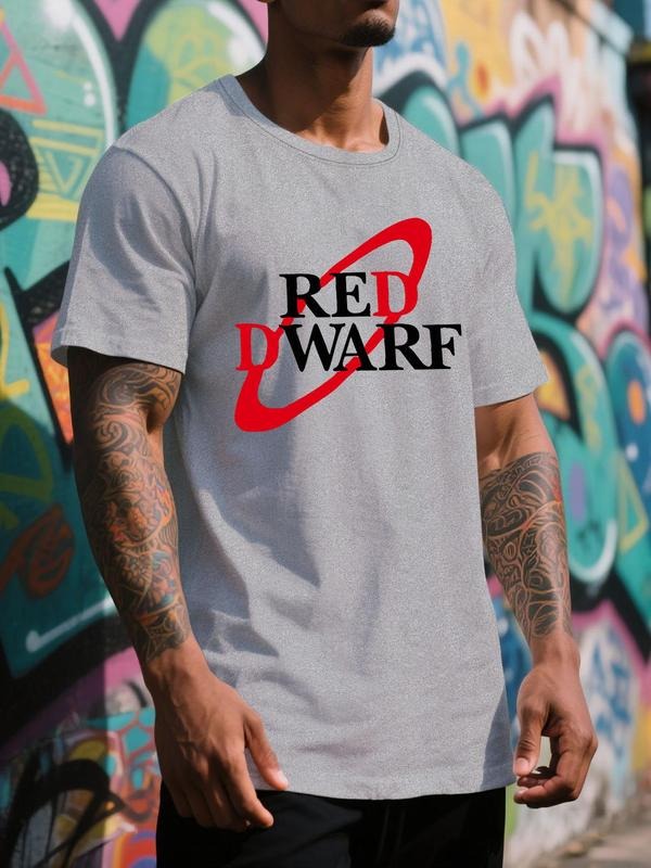 Men's Regular Fit Dwarf Print Round Neck Tee, Casual Short Sleeve Crew Neck T-shirt for Summer, Fashion Men's Top for...