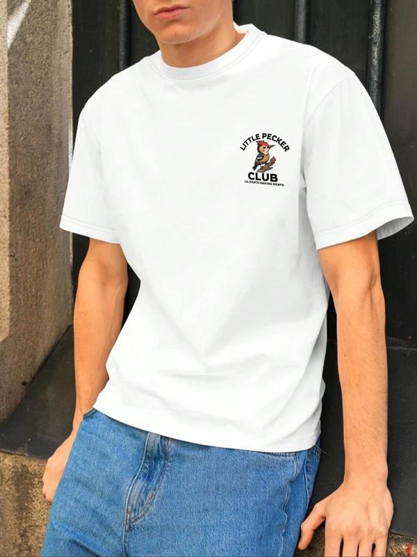 Men's Regular Fit Graphic Print Round Neck Tee, Casual Short Sleeve Crew Neck T-shirt for Summer, Fashion Men's Top for...