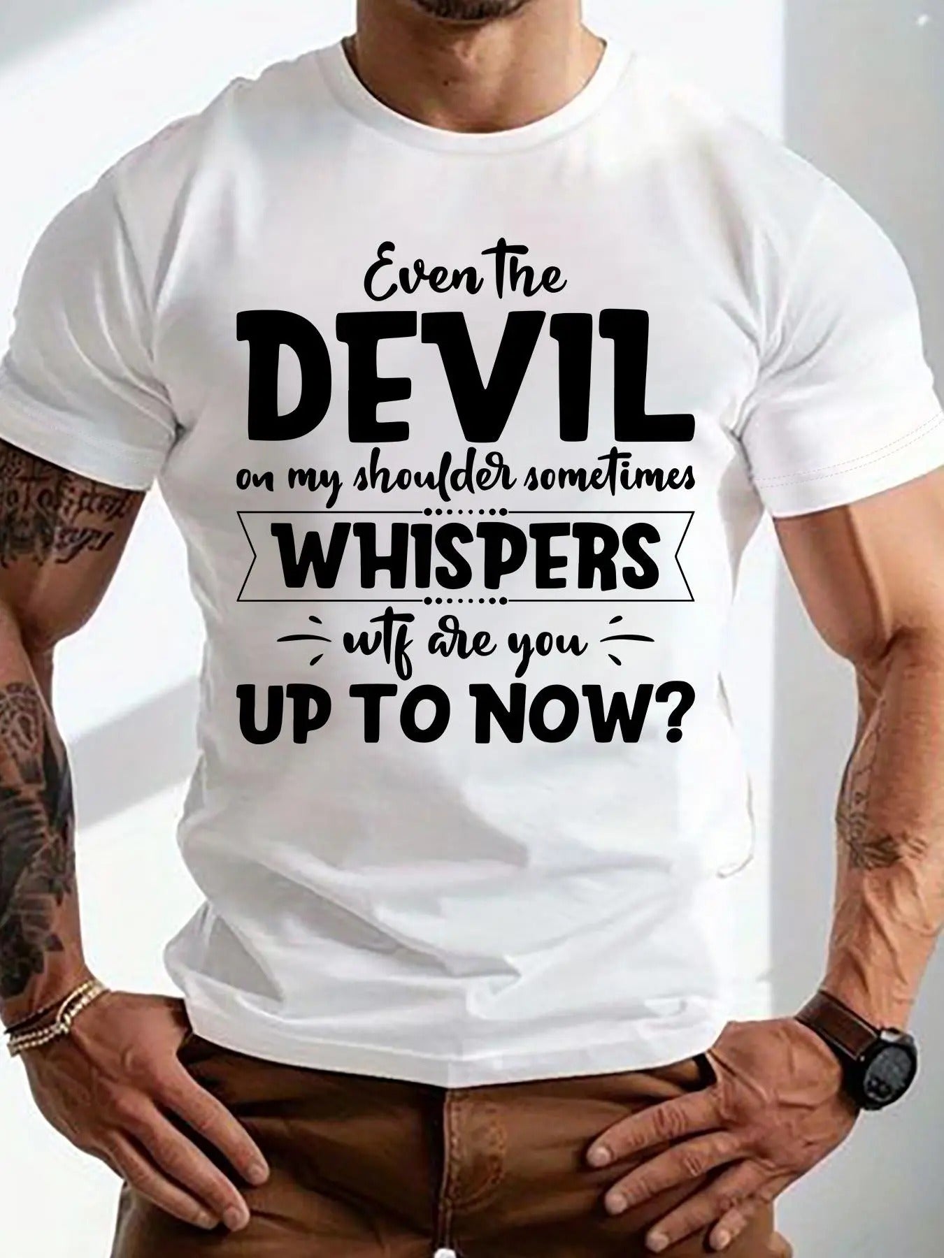 Men's Regular Fit Letter & Slogan Graphic Round Neck Tee, Casual Short Sleeve Crew Neck T-Shirt for Summer, Comfy...
