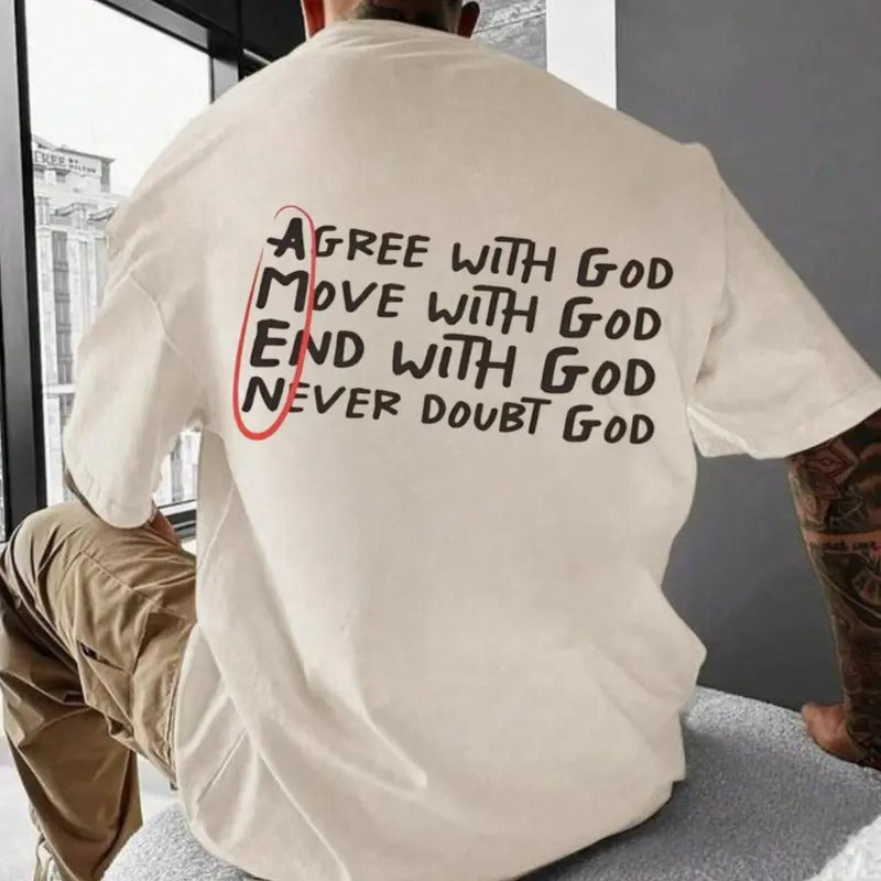Men's Regular Fit Letter Graphic Drop Shoulder 1 Side T-Shirt, Casual Soft Comfy Streetwear Half Sleeve Round Neck...
