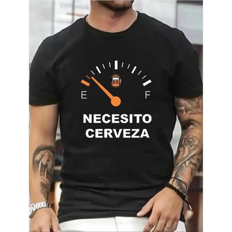 Men's Regular Fit Letter Graphic Round Neck Tee, Casual Short Sleeve Crew Neck T-Shirt for Summer, Fashion Men's Top for...