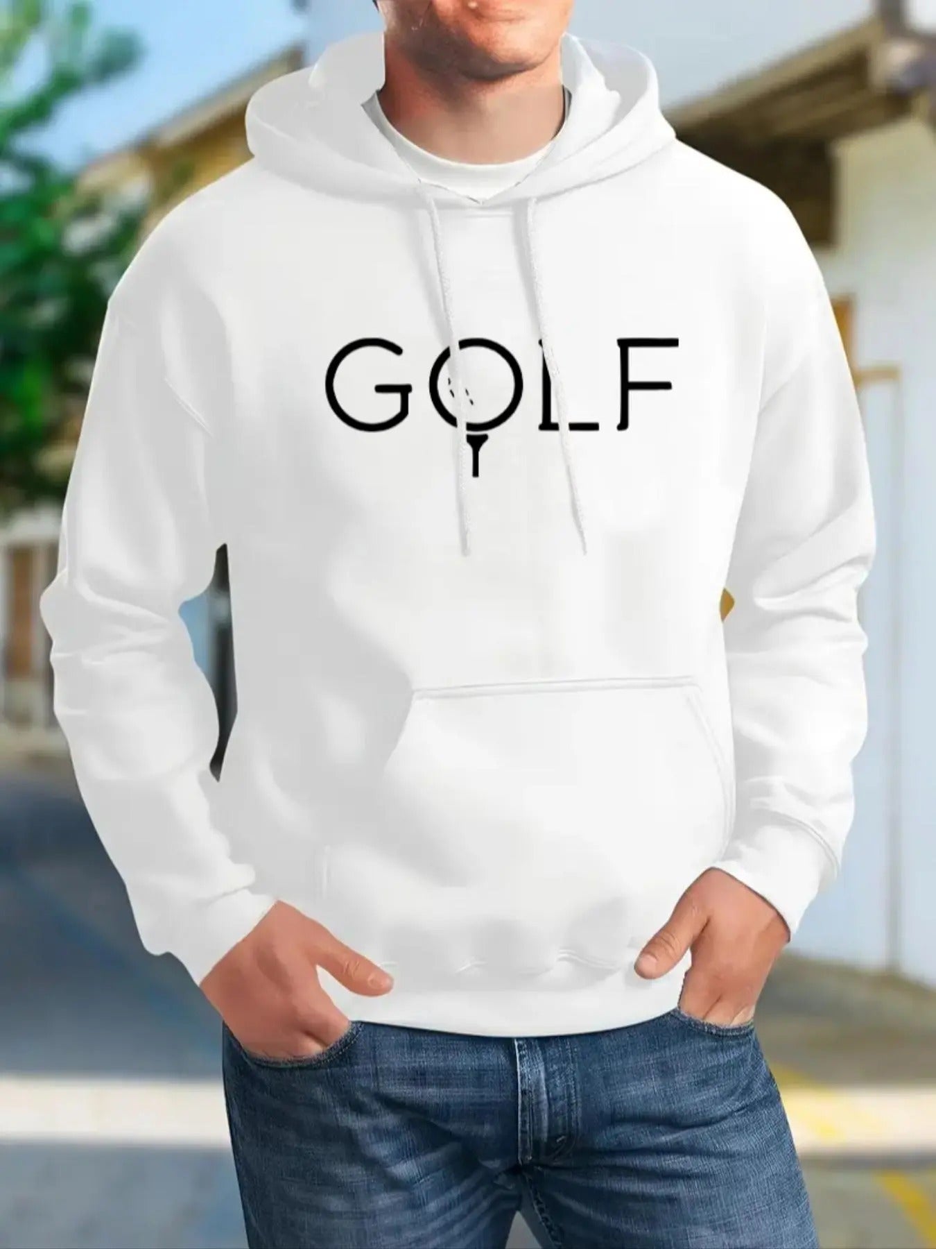 Men's Regular Fit Letter Print Drop Shoulder Hoodie, Fashion Casual Drawstring Pocket Hooded Sweatshirt for Daily Holiday...