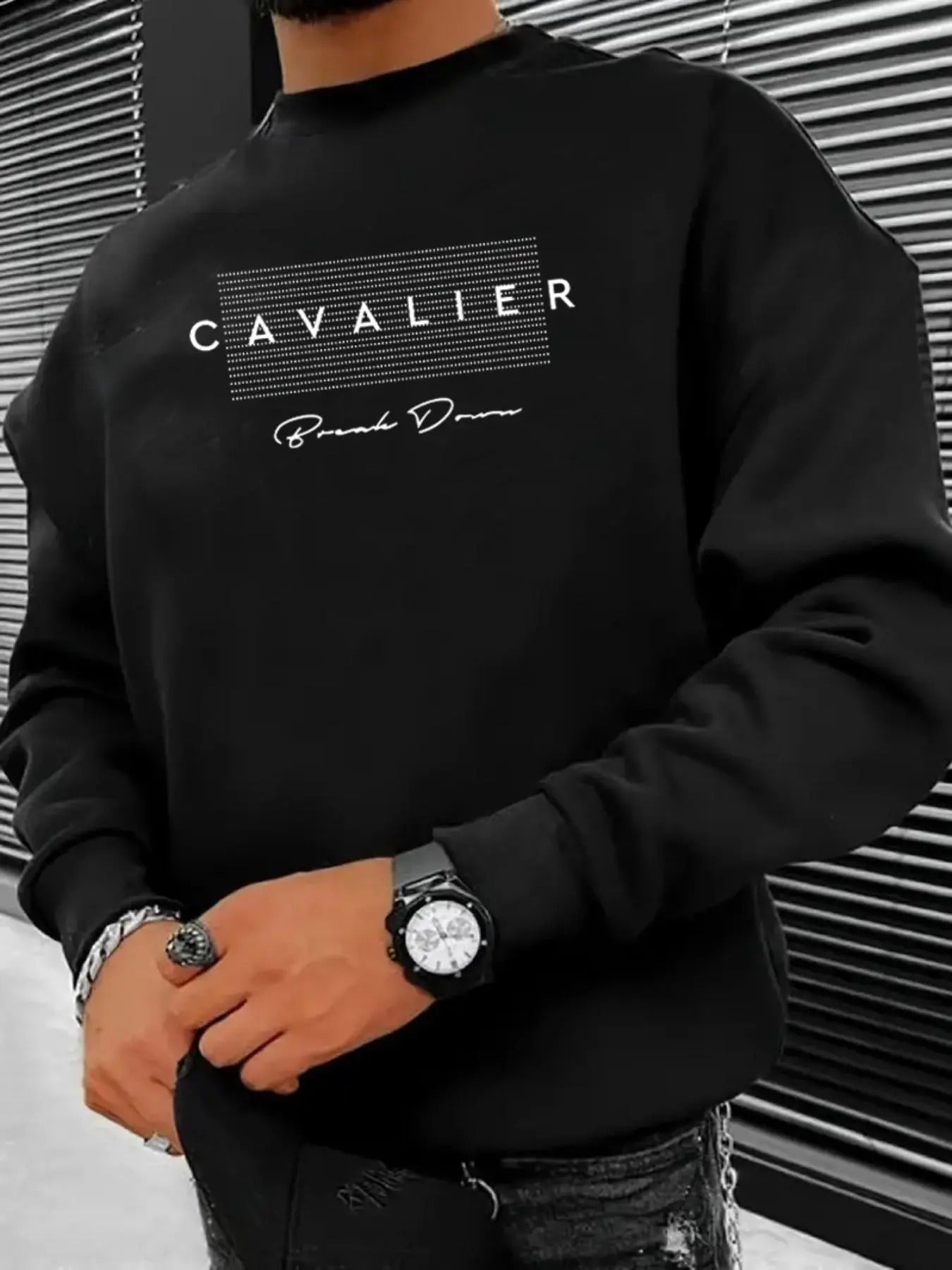 Men's Regular Fit Letter Print Drop Shoulder Sweatshirt, Casual Soft Comfortable Long Sleeve Round Neck Pullover For...