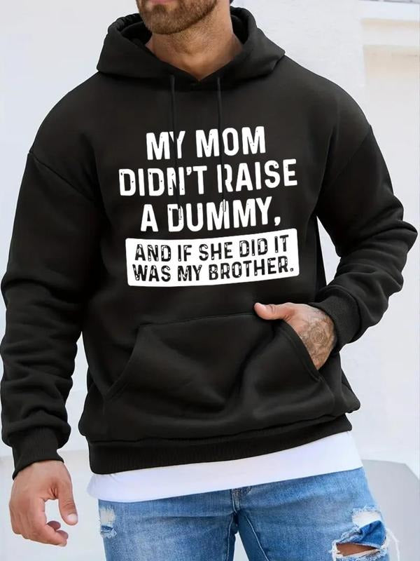 Men's Regular Fit Letter Print Long Sleeve Drawstring Hoodie, Casual Pocket Hooded Pullover Sweatshirt for Spring & Fall,...