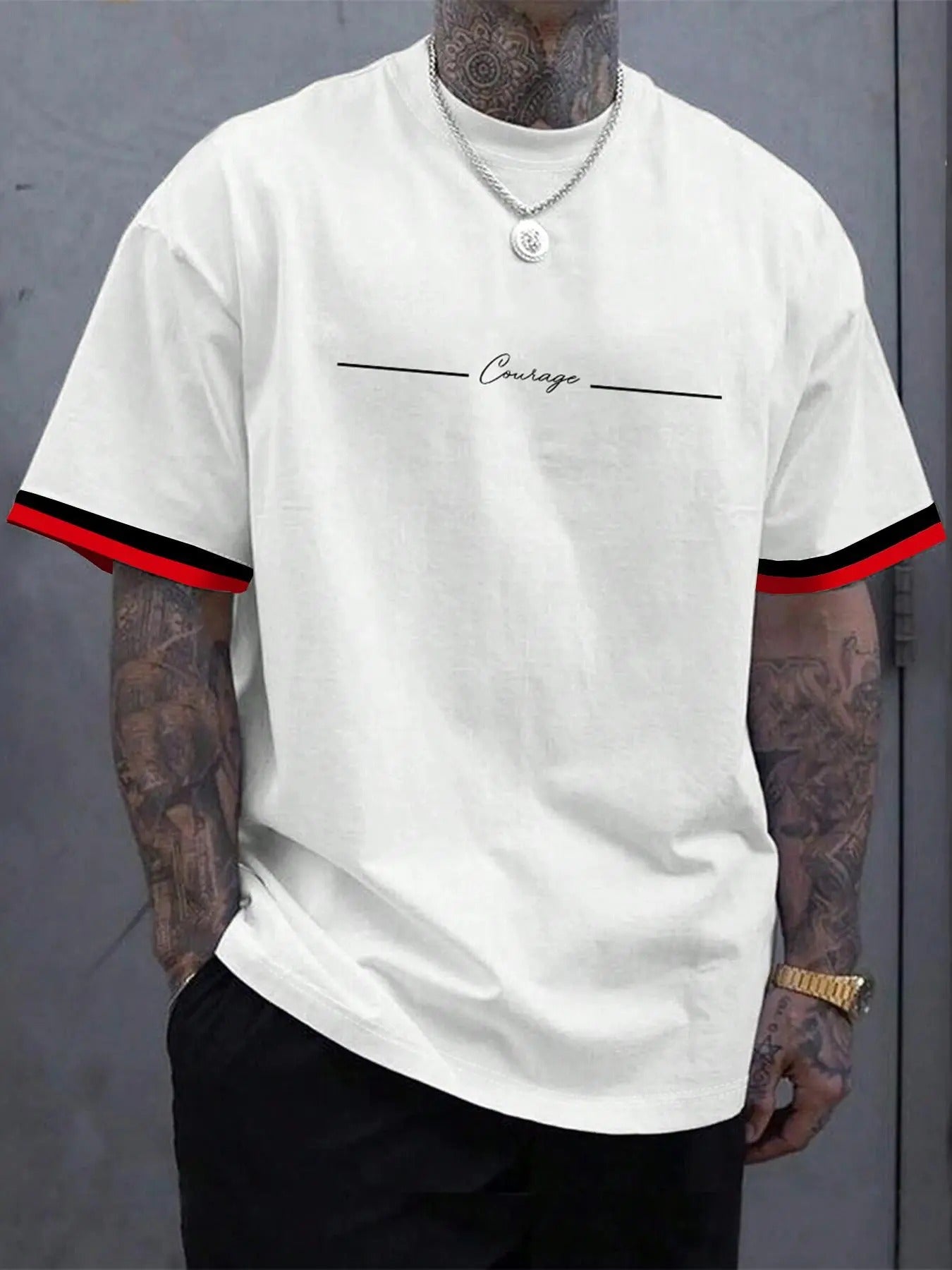 Men's Regular Fit Letter Print Round Neck Graphic Tee, Casual Short Sleeve Crew Neck T-shirt for Summer, Fashion Men's...