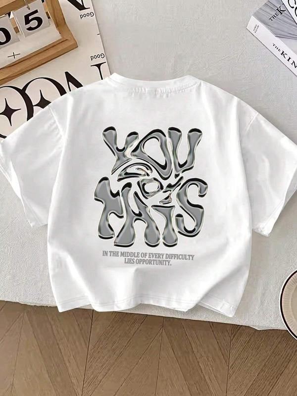 Men's Regular Fit Letter Print Round Neck Graphic Tee, Casual Short Sleeve Crew Neck T-shirt for Summer, Fashion Men's...