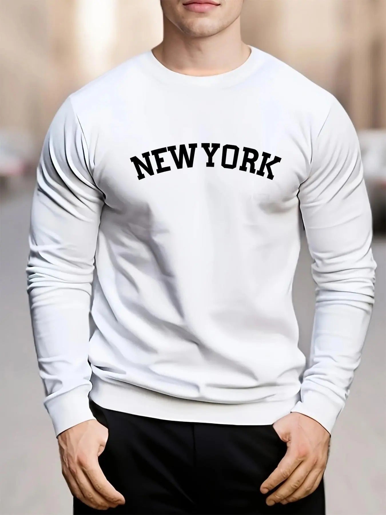 Men's Regular Fit Letter Print Round Neck Sweatshirt, Casual Long Sleeve Crew Neck Pullover for Daily Wear, Fashion Men's...