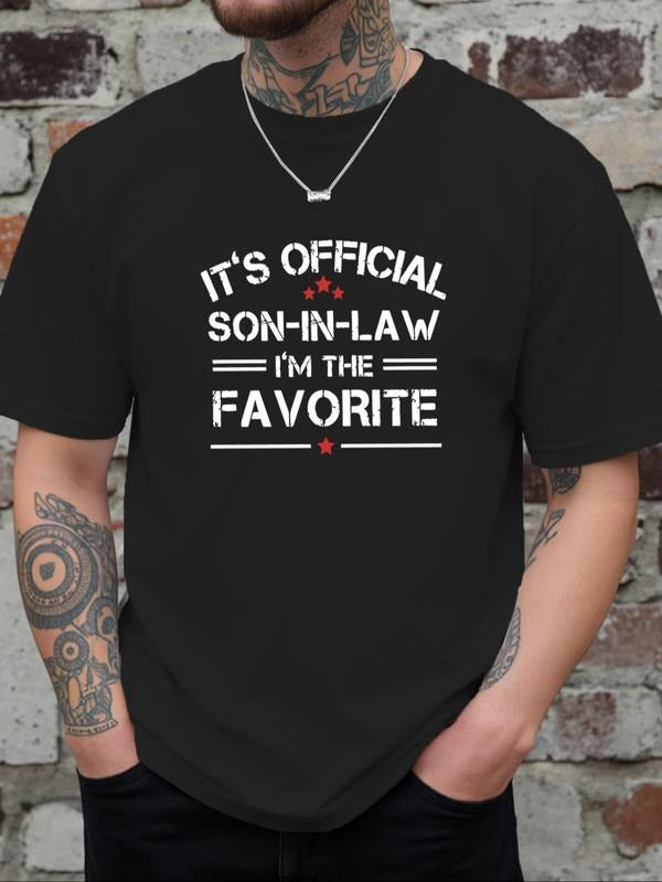 Men's Regular Fit Letter Print Round Neck Tee, Casual Short Sleeve Crew Neck T-Shirt for Daily Wear, Fashion Men's Top...