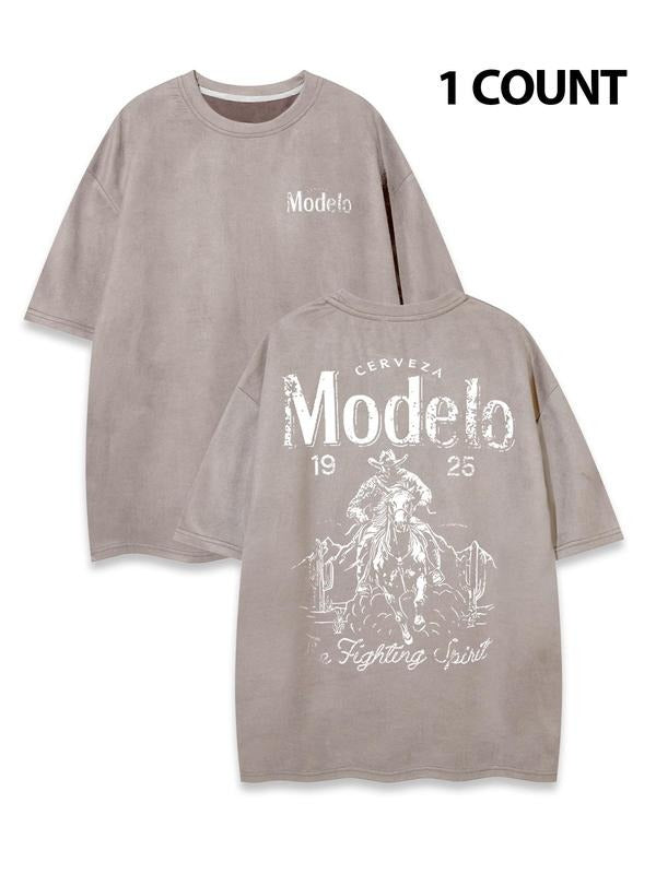 Men's Regular Fit Letter Print Round Neck Tee, Casual Short Sleeve Crew Neck T-Shirt for Summer, Fashion Men's Top for...
