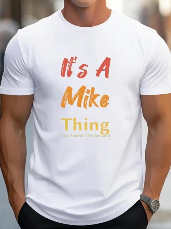 Men's Regular Fit Letter Print Round Neck Tee, Casual Short Sleeve Crew Neck T-shirt for Daily Wear, Fashion Men's Top...