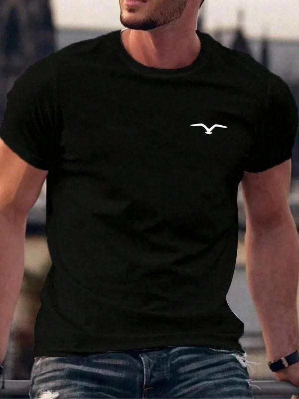 Men's Regular Fit Letter Print Round Neck Tee, Casual Short Sleeve Crew Neck T-shirt for Summer, Fashion Men's Top for...