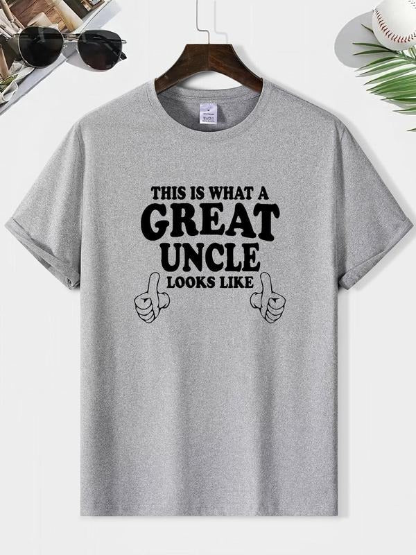 Men's Regular Fit This Is What A Great Uncle Looks Like Letter Print Round Neck Graphic Tee, Casual Short Sleeve T-shirt...