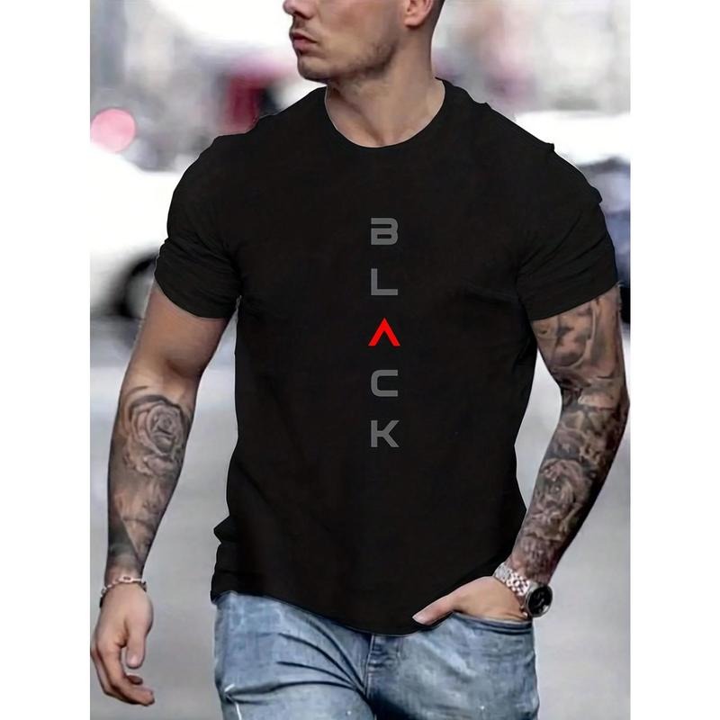 Men's Short Sleeve T-Shirt With Letter Print And Round Neckline Made in USA Hoodie, Sweatshirt | UrbanDripWear.com
