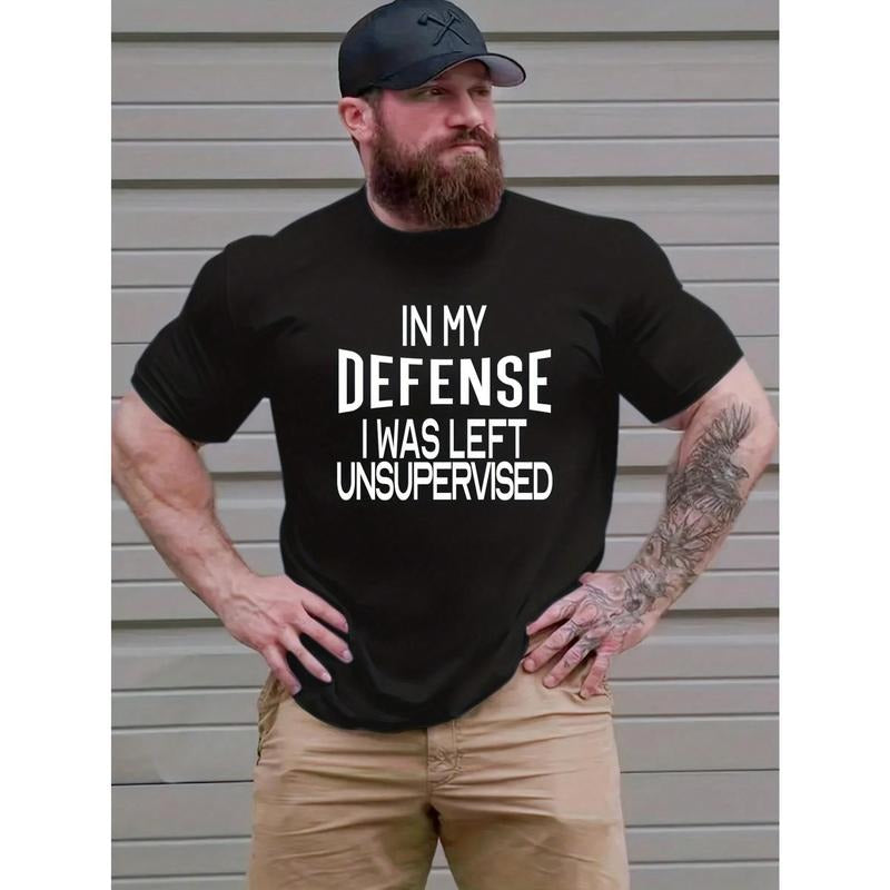 Men's Slogan Print Round Neck Short Sleeve Casual T-Shirt Made in USA Hoodie, Sweatshirt | UrbanDripWear.com