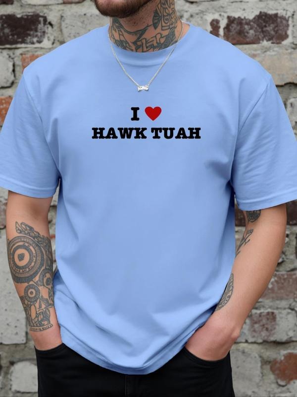 Men's Slogan Print Round Neck Tee, Regular Fit Casual Short Sleeve Crew Neck T-Shirt for Daily Wear, Men's Top for All...