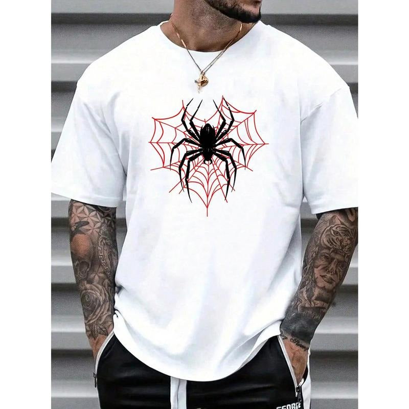 Men's Spider Print Round Neck Short Sleeve T-Shirt Made in USA Hoodie, Sweatshirt | UrbanDripWear.com