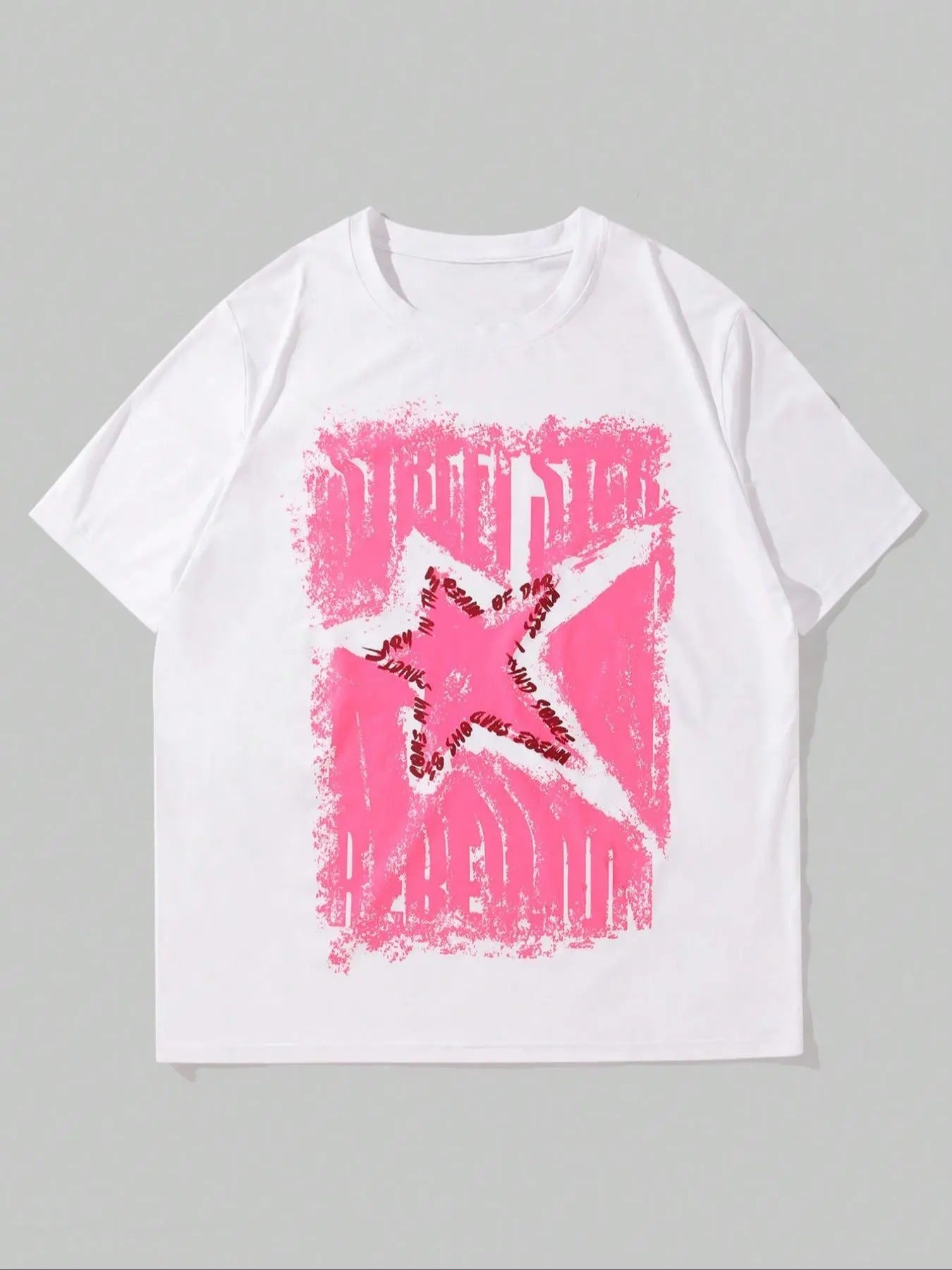 Men's Star & Letter Print Drop Shoulder Tee, Regular Fit Casual Fashion Soft Comfy Half Sleeve Round Neck T-Shirt for...