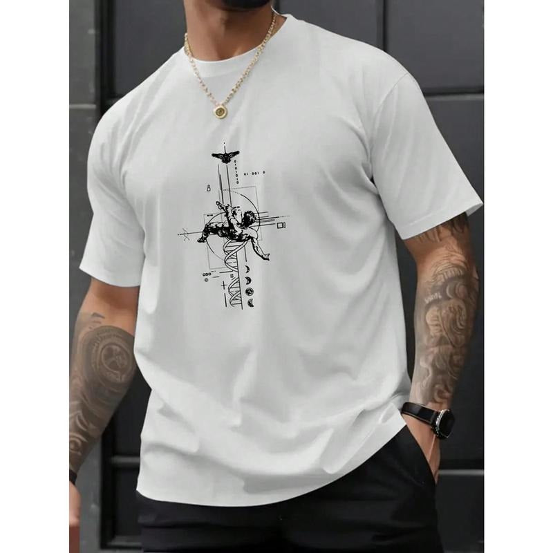 Men's Summer Casual Short Sleeve T-Shirt With Character Print Round Neck Made in USA Hoodie, Sweatshirt | UrbanDripWear.com