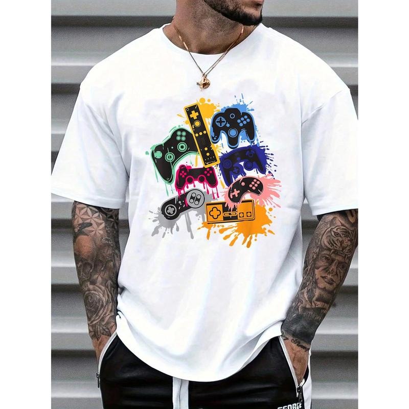 Men's Summer Game Console Printed Round Neck Short Sleeve Casual T-Shirt Made in USA Hoodie, Sweatshirt | UrbanDripWear.com