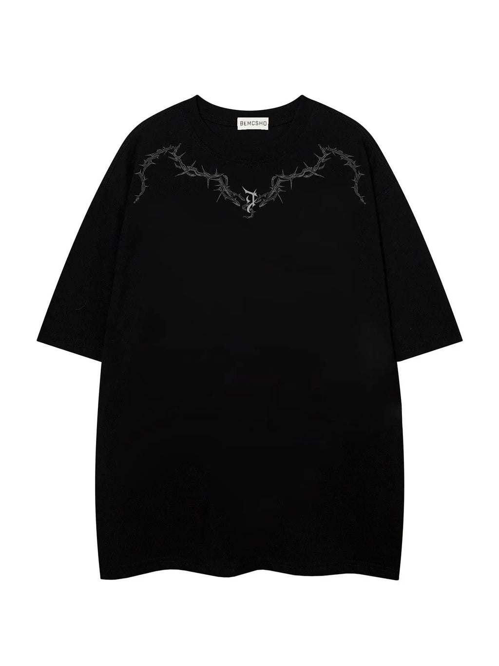Men's Thorn Print Round Neck Tee, Loose Casual Comfy Fashion Half Sleeve Crew Neck T-shirt for Summer, Men's Top for...