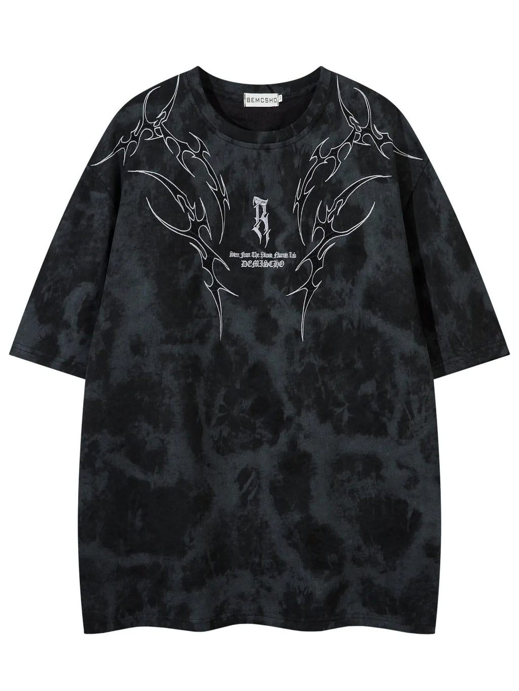 Men's Tie Dye Embroidery Patched Tee, Loose Casual Drop Shoulder Half Sleeve T-shirt for Summer, Fashion Men's Top for...
