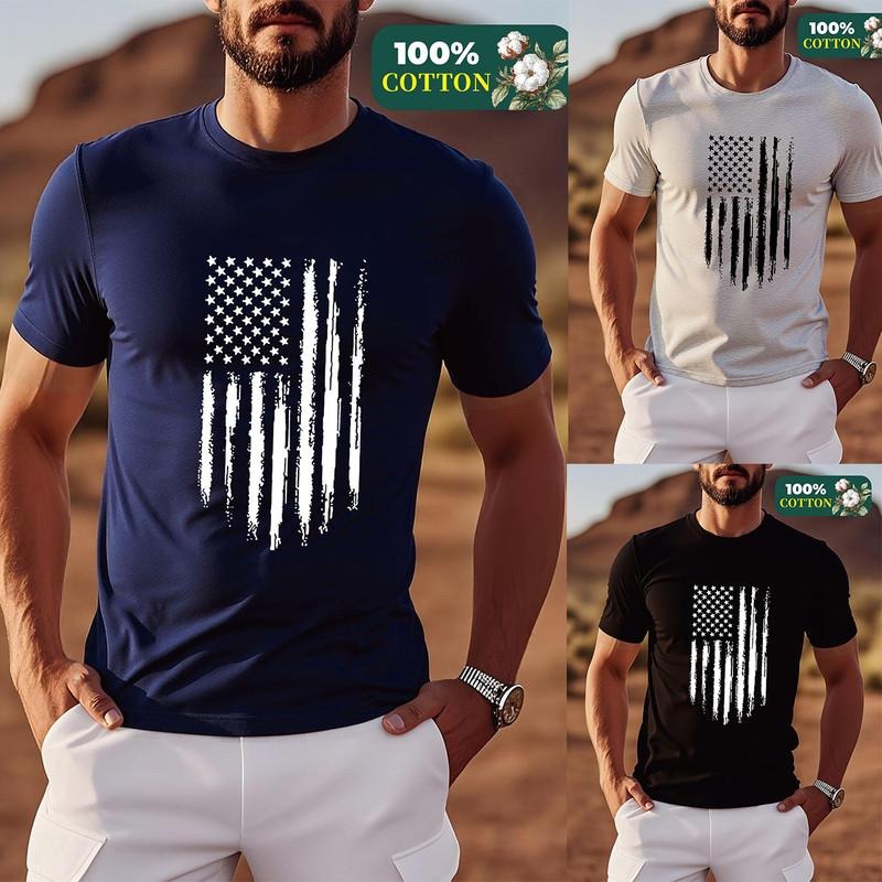 Men's USA Flag Graphic T-shirt Casual Cotton Blend Tops For 4th of July Independence Day DY4 Hoodie, Sweatshirt