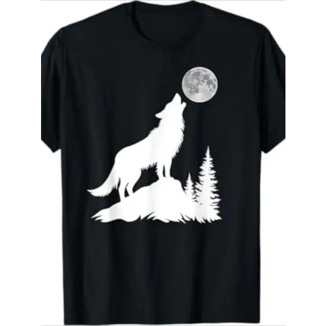 Men's Wolf T-Shirt, Wolf Howls at the Moon, Wolf T-Shirt Made in USA Hoodie, Sweatshirt | UrbanDripWear.com