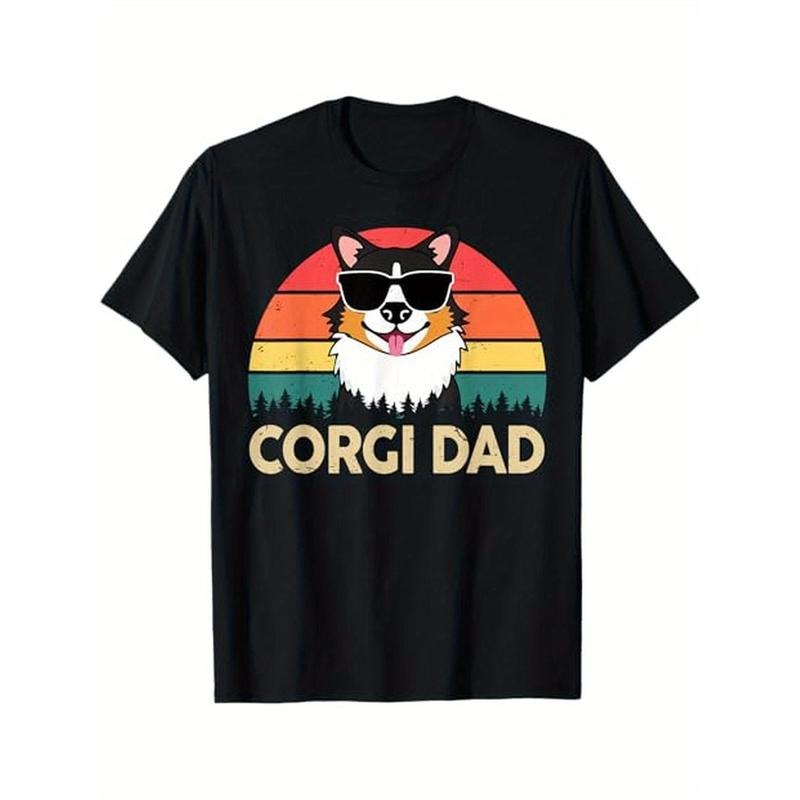 Men's cotton casual T-shirt Corgi-Shirt Corgi Dad Funny Father Day Gift for Lover Men T-Shirt Made in USA Hoodie, Sweatshirt