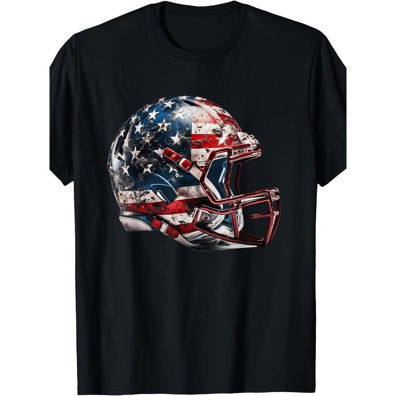 Men's football, short-sleeved American football, helmet, American flag, men's T-shirt made in usa Hoodie, Sweatshirt