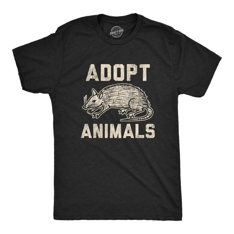 Mens Adopt Animals Humor T shirt Funny Opossum Trash Graphic Novelty Tee Hoodie, Sweatshirt | UrbanDripWear.com
