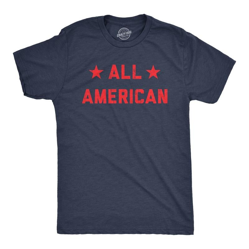 Mens All American T Shirt Funny Cool Patriotic Fourth Of July Party Text Graphic Tee For Guys Mens Funny T Shirts Cool...