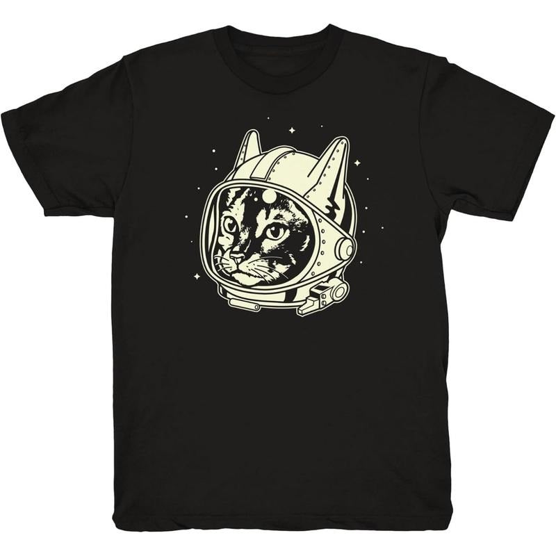 Mens Astro Cat T Shirt Funny Cool Graphic Printed Guys Tee Black made in usa Hoodie, Sweatshirt | UrbanDripWear.com