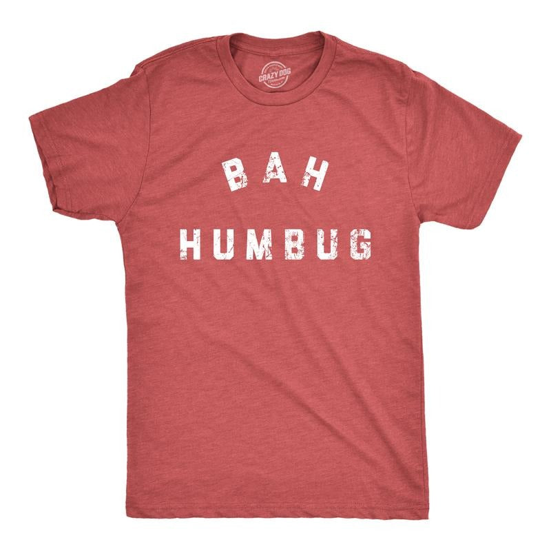 Mens Bah Humbug T Shirt Funny Ebeneezer Scrooge Xmas Party Tee for Guys Mens Funny T Shirts Cool Tees Soft Stylish Casual...