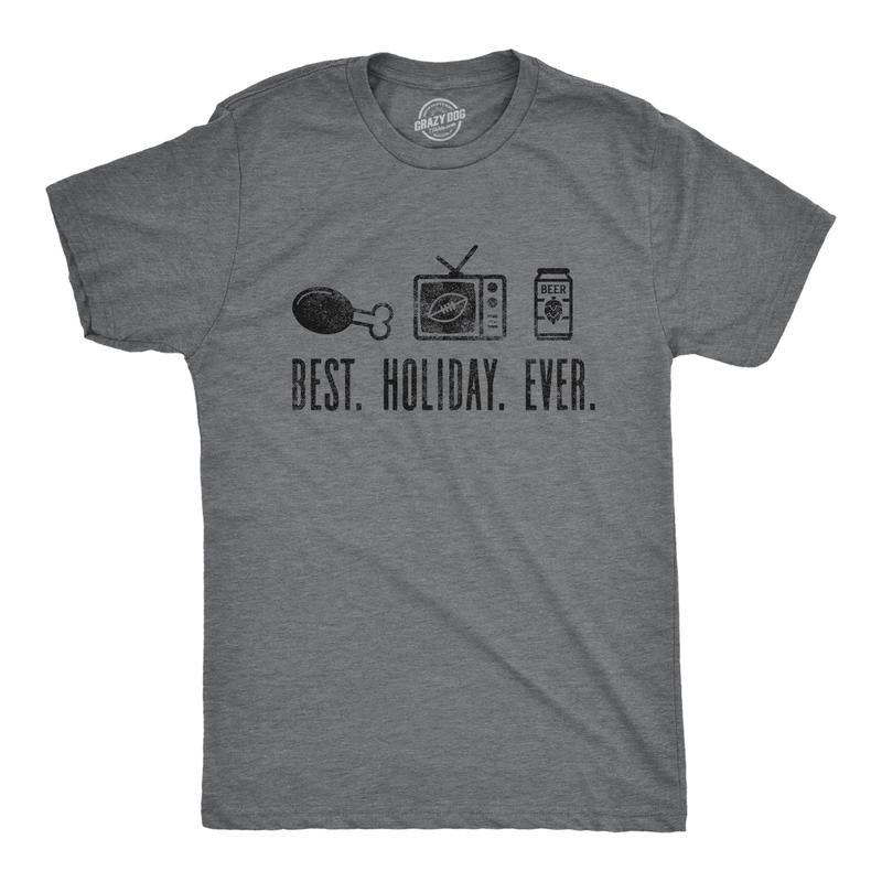 Mens Best Holiday Ever Tshirt Funny Thanksgiving Football Drinking Graphic Tee Hoodie, Sweatshirt | UrbanDripWear.com