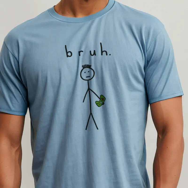 Mens Bruh Gamer Tshirt Guys Gamer Tee Boy Gamer Bruh Sweatshirt Video Gamer T-Shirt Sitck Figure Gamer Top Sons Gamers...