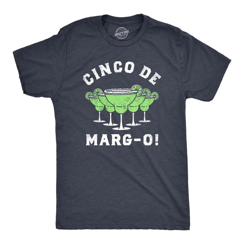 Mens Cinco De Margo T Shirt Funny Margarita Drinking Cinco De Mayo Party Tee for Guys Mens Funny T Shirts Cool Tees Soft Stylish Casual Navy -