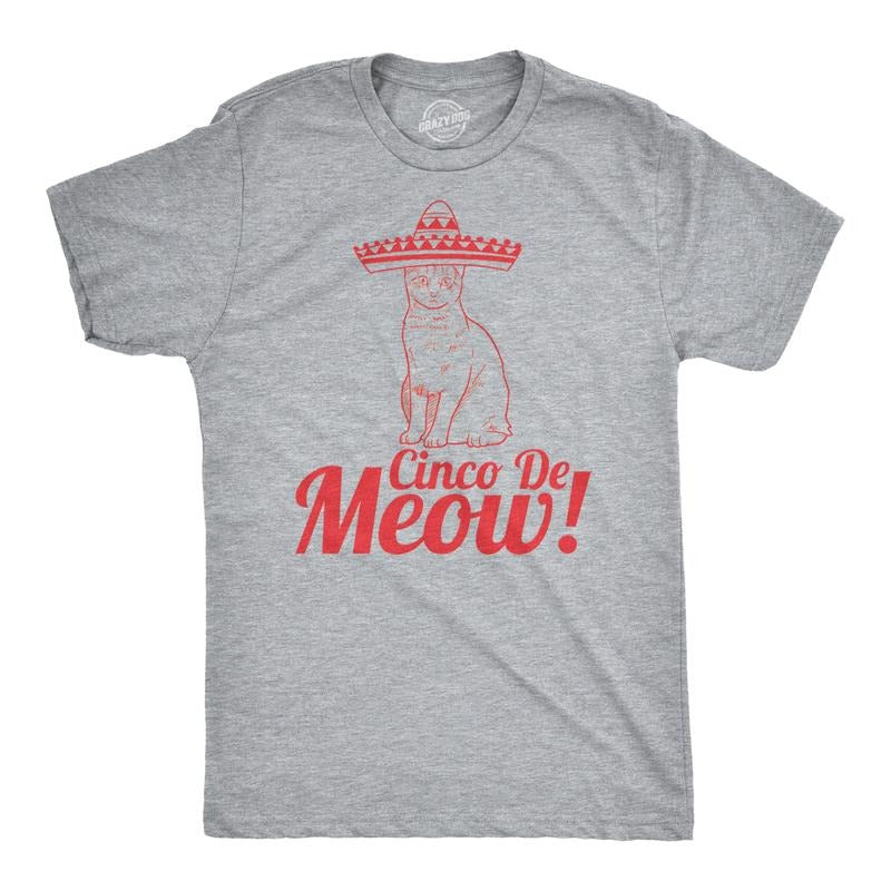 Mens Cinco De Meow Funny Sarcastic Cat Mexican Sombrero T shirt Mens Funny T Shirts Cool Tees Soft Stylish Casual...