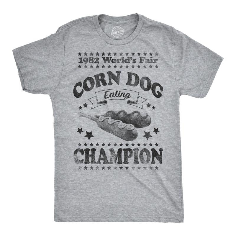 Mens Corn Dog Eating Champion Funny Hot Dog World Fair Vintage 1982 T shirt Mens Funny T Shirts Cool Tees Soft Stylish...