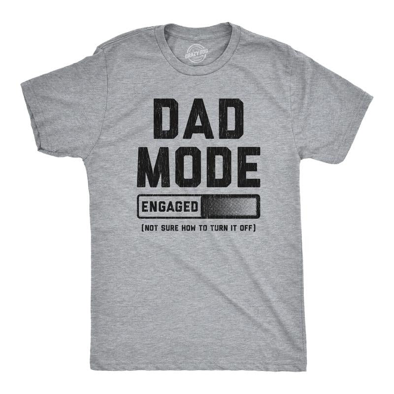 Mens Dad Mode Engaged T Shirt Funny Fathers Day Gift Settings Menu Joke Tee For Guys Mens Funny T Shirts Cool Tees Soft...