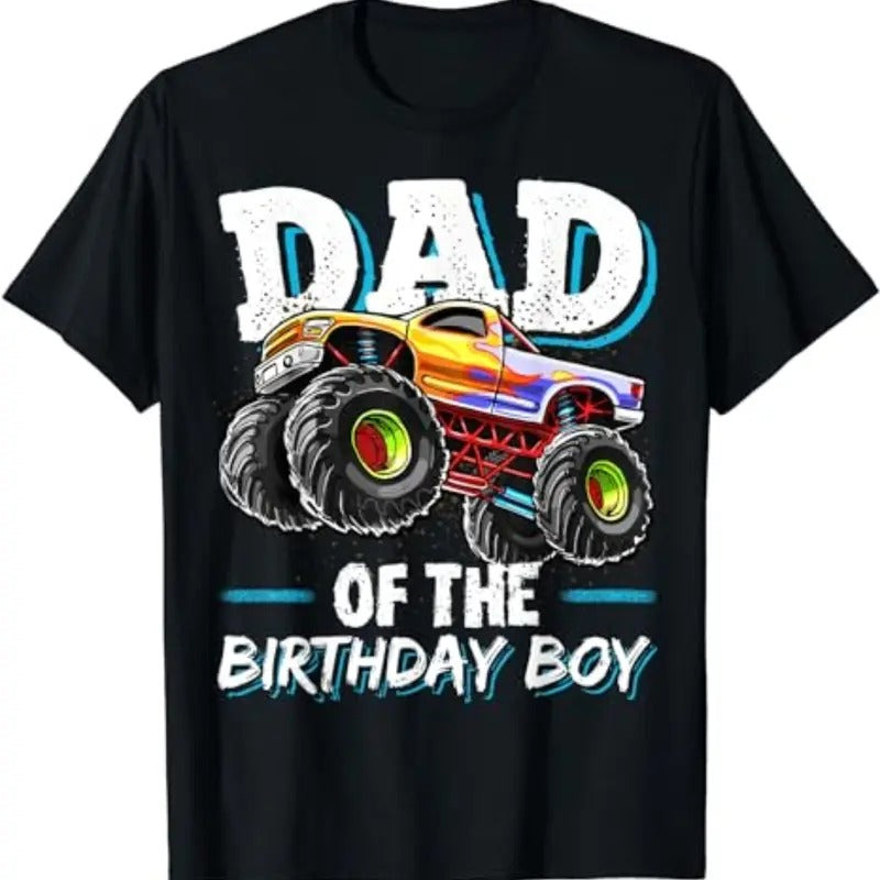 Mens Dad of the Birthday Boy Monster Truck Birthday Novelty Gift T-Shirt Menswear Top Underwear Streetwear Tshirt...