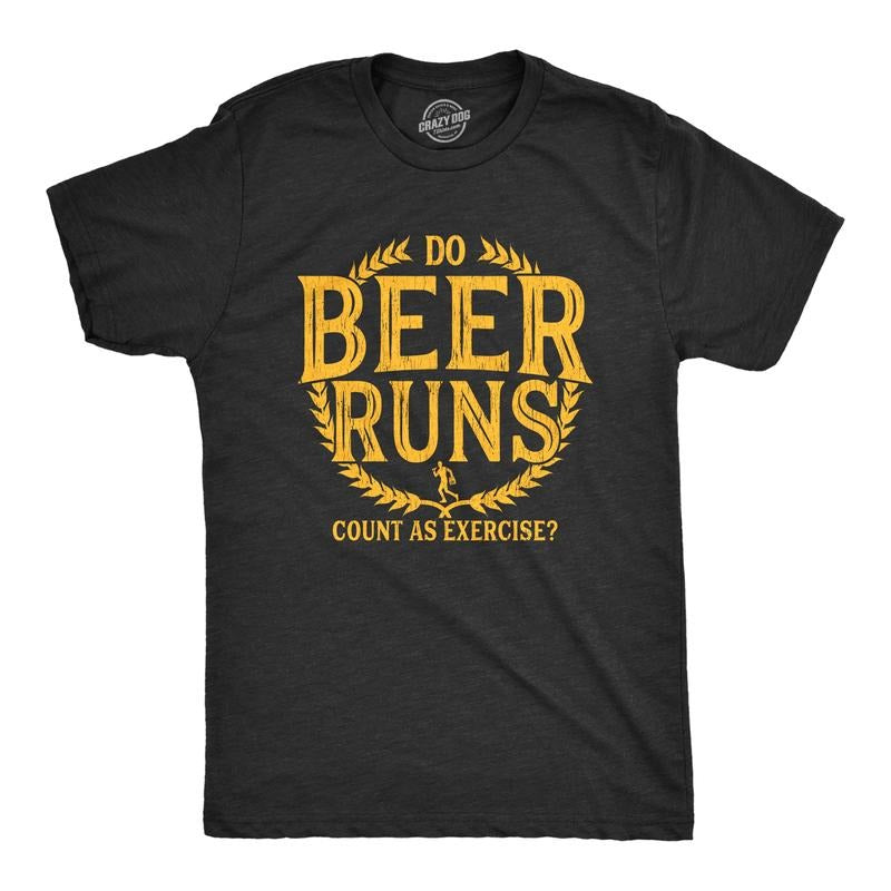 Mens Do Beer Runs Count As Exercise T Shirt Funny Drinking Novelty Runner Fitness Tee Mens Funny T Shirts Cool Tees Soft...