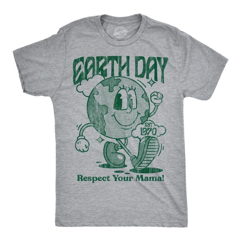 Mens Earth Day Respect Your Mama Funny T Shirts Sarcastic Tee For Men Mens Funny T Shirts Cool Tees Soft Stylish Casual...