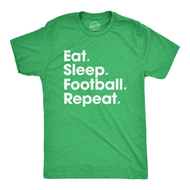 Mens Eat Sleep Football Repeat T Shirt Funny Foot Ball Hilarious Game Day Cool Top Mens Funny T Shirts Cool Tees Soft...