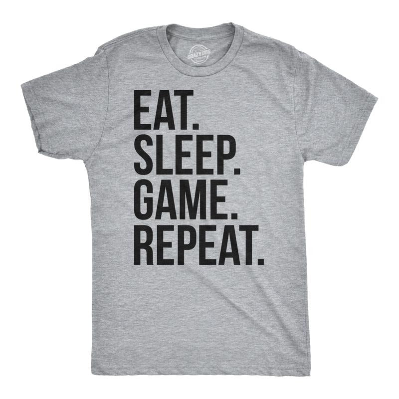 Mens Eat Sleep Game Repeat Funny Shirts Nerdy Gamer Tees Vintage Novelty T shirt Mens Funny T Shirts Cool Tees Soft...