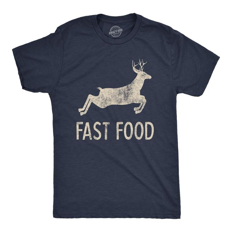 Mens Fast Food Tshirt Funny Deer Hunting Season Novelty Graphic Tee Hoodie, Sweatshirt | UrbanDripWear.com