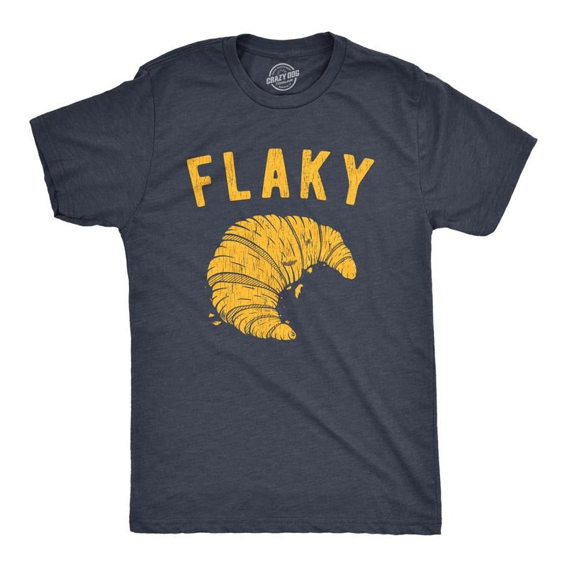 Mens Flaky T Shirt Funny Croissant Crumbs Novelty Food Graphic Tee For Guys Mens Funny T Shirts Cool Tees Soft Stylish...