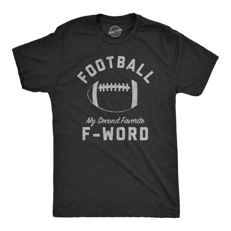 Mens Football My Second Favorite F-Word T Shirt Funny Sunday Sports Novelty Tee Mens Funny T Shirts Cool Tees Soft Stylish Casual Black